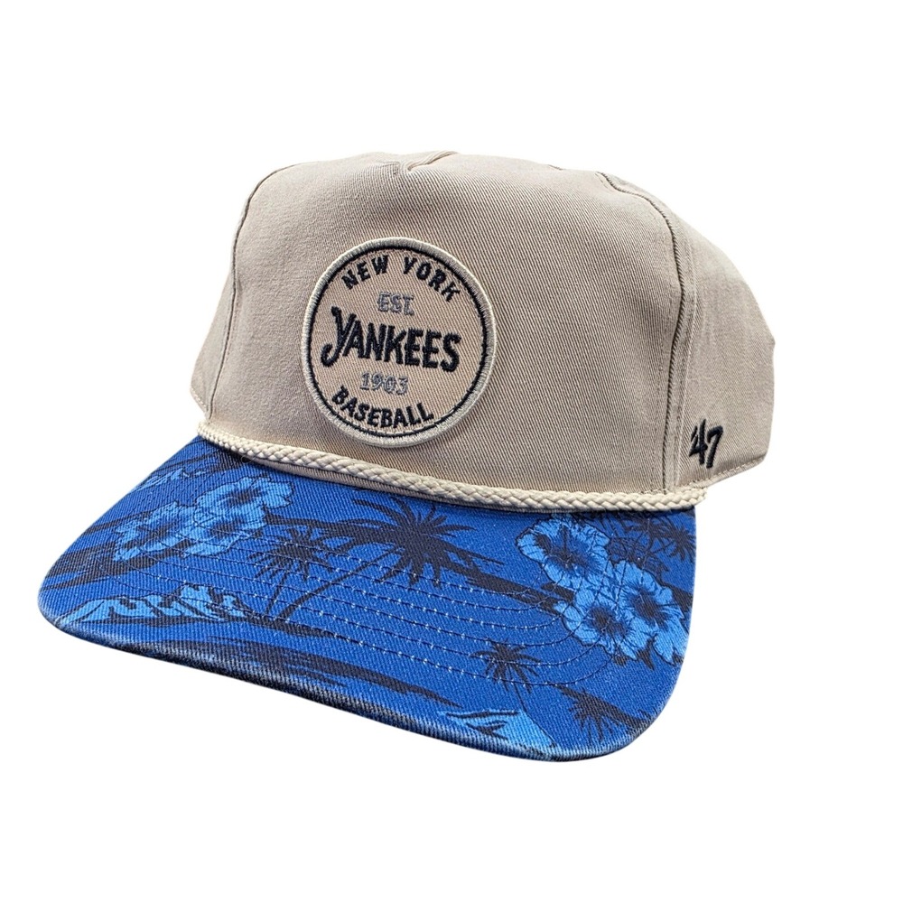 New‎ York Yankees 47 Brand Fiji Rope Hitch Hat Blue Floral Brim Beige Crown